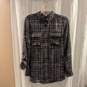 Olivia Investment Size Small (But more like a large) Black/White Blouse